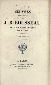 Cover of: OEuvres poétiques de J.B. Rousseau avec un commentaire par m. Amar.