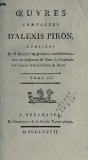 Cover of: Oeuvres complètes. by Alexis Piron
