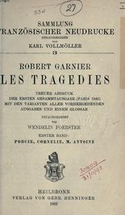 Cover of: Les tragédies. by Robert Garnier, Robert Garnier