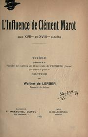 Cover of: influence de Clément Marot aux 17ème et 18ème siècles.