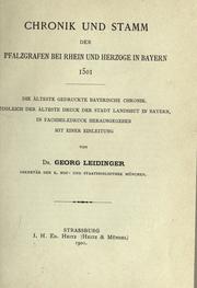 Cover of: Chronik und Stamm der Pfalzgrafen bei Rhein und Herzoge in Bayern 1501 by 
