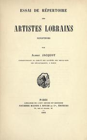 Cover of: Essai de répertoire des artistes lorrains: sculpteurs.
