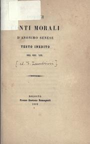 Cover of: Dodici conti morali d'anonimo senese: testo inedito del sec. XIII.