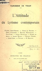 Cover of: attitude du lyrisme contemporain.