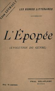 Cover of: épopée: évolution du genre.