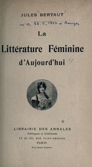 Cover of: littérature féminine d'aujourd'hui