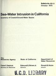 Cover of: Sea-water intrusion in California by California. Dept. of Water Resources.