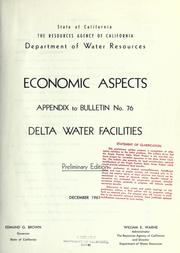 Cover of: Economic aspects by California. Dept. of Water Resources.