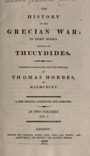 Cover of: The history of the Grecian war, in eight books by Thucydides