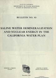 Cover of: Saline water demineralization and nuclear energy in the California water plan.