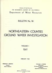 Cover of: Northeastern counties ground water investigation. by California. Dept. of Water Resources.
