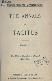 Cover of: Annals, Books I-VI by P. Cornelius Tacitus