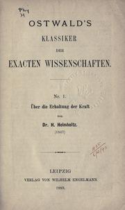 Cover of: Über die Erhaltung der Kraft by Hermann von Helmholtz