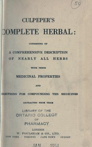 Culpeper's complete herbal by Nicholas Culpeper