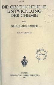 Cover of: geschichtliche Entwicklung der Chemie.