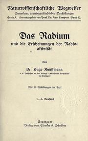 Das Radium und die Erscheinungen der Radioaktivität by Hugo Josef Kauffmann