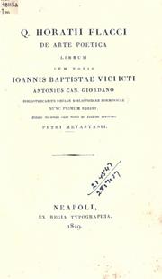 Cover of: De arte poetica librum by Horace