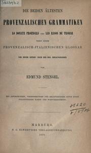 Cover of: Die beiden ältesten provenzalischen Grammatiken by Edmund Stengel