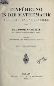 Cover of: Einführung in die Mathematik für Biologen und Chemiker. by Leonor Michaelis