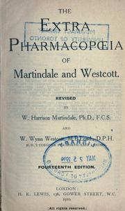 Cover of: extra pharmacopoeia of Martindale and Westcott.