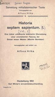 Cover of: Historia septem sapientum