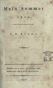 Cover of: Mein Sommer, 1805 by Johann Gottfried Seume