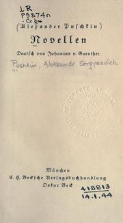 Cover of: Novellen. by Aleksandr Sergeyevich Pushkin