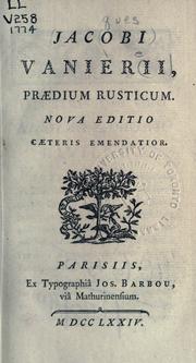 Praedium rusticum by J. Vanière