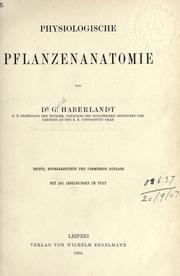 Cover of: Physiologische Pflanzenanatomie.
