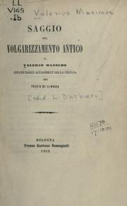 Cover of: Saggio del volgarizzamento antico