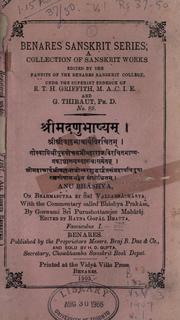 Cover of: Srimadanubhasyam by Vallabhācārya