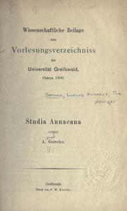 Cover of: Studia Annaeana ...