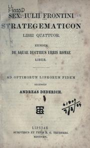 Cover of: Strategematicon libri quattuor: ejusdem De aquae ductibus urbis Romae liber