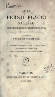 Cover of: Satirae ad codices Parisinos by Aulus Persius Flaccus