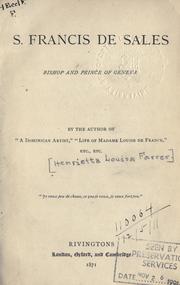 Cover of: S. Francis de Sales by Henrietta Louisa Farrer