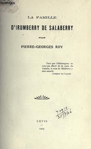 Cover of: famille d'Irumberry de Salaberry