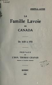 Cover of: La famille Lavoie au Canada de 1650 à 1921 by Joseph A. Lavoie