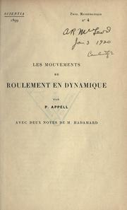 Cover of: Les mouvements de roulement en dynamique