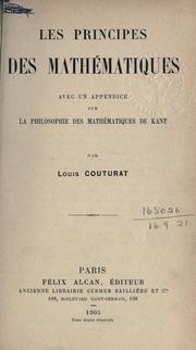 Cover of: Les principes des mathématiques. by Couturat, Louis