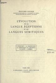 Cover of: évolution de la langue égyptienne et les langues sémitiques.