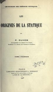 Cover of: origines de la statique.