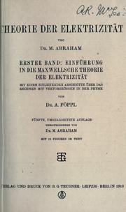 Cover of: Theorie der Elektrizität by Max Abraham