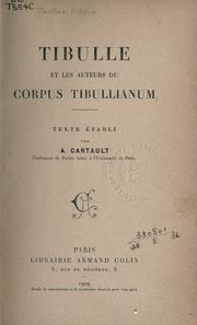 Cover of: Tibulle et les auteurs du Corpus Tibullianum