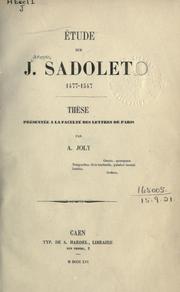 Cover of: Étude sur J. Sadolet, 1477-1547.