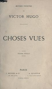 Cover of: Choses vues.