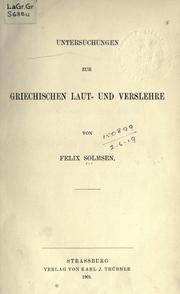 Cover of: Untersuchungen zur griechischen Laut- und Verslehre.