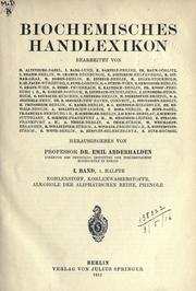 Cover of: Biochemisches Handlexikon. by Abderhalden, Emil