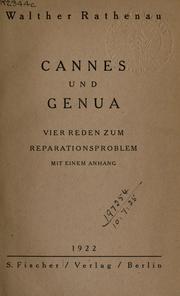 Cover of: Cannes und Genua: vier Reden zum Reparationsproblem, mit einem Anhang.