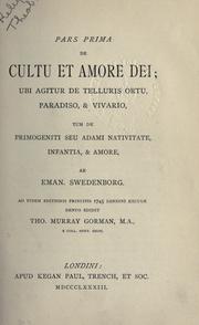 Cover of: De cultu et amore Dei. by Emanuel Swedenborg