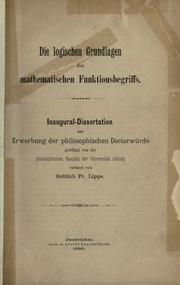 Cover of: logischen Grundlagen des mathematischen Funktionsbegriffs.